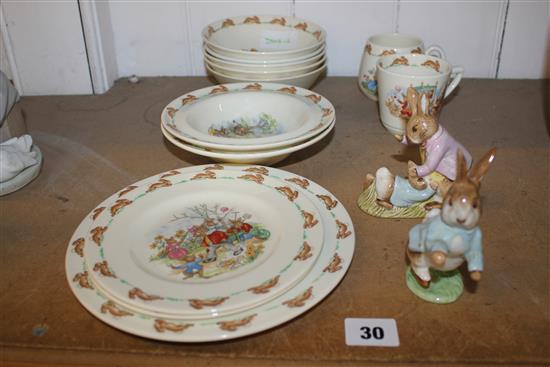 2 Bunnykins figures and other Bunnykins ware